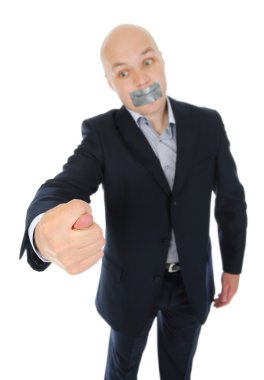 Businessman with hand outstretched clipart