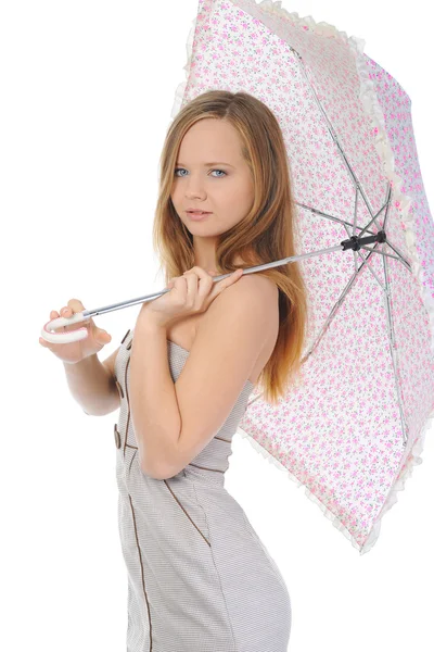 Wizerunek kobiety z parasolem — Zdjęcie stockowe