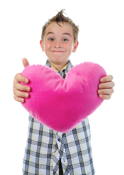 Jongen geeft een hart — Stockfoto