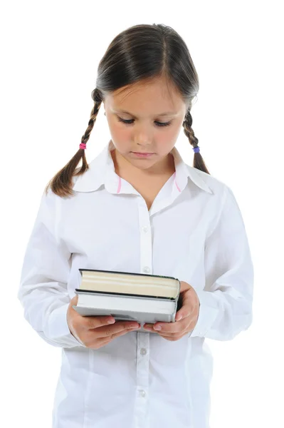Petite fille tenant son livre — Photo