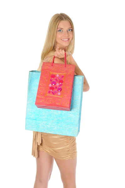 Красива дівчина з сумками Ліцензійні Стокові Фото