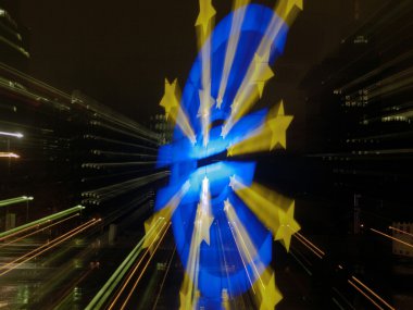 Euro monument in Frankfurt taken with lens shift clipart