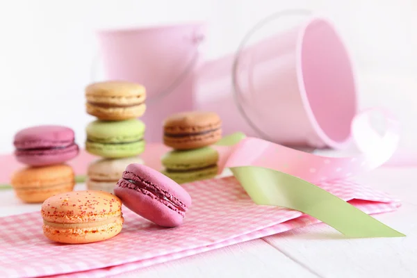 Delicious French Macaroons on table — Stock Photo, Image