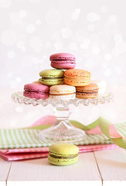 French macaroons on cake tray — Stock Photo, Image