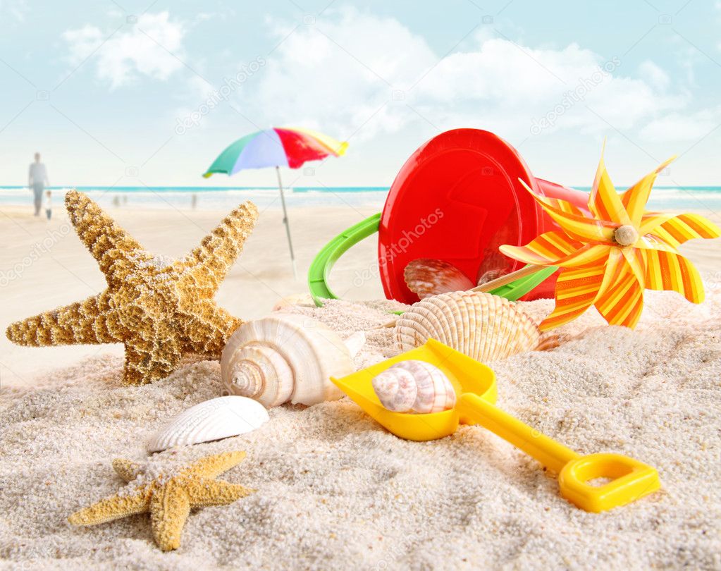 Children's beach toys at the beach