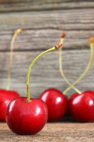 Красные вишни на коровнике — стоковое фото