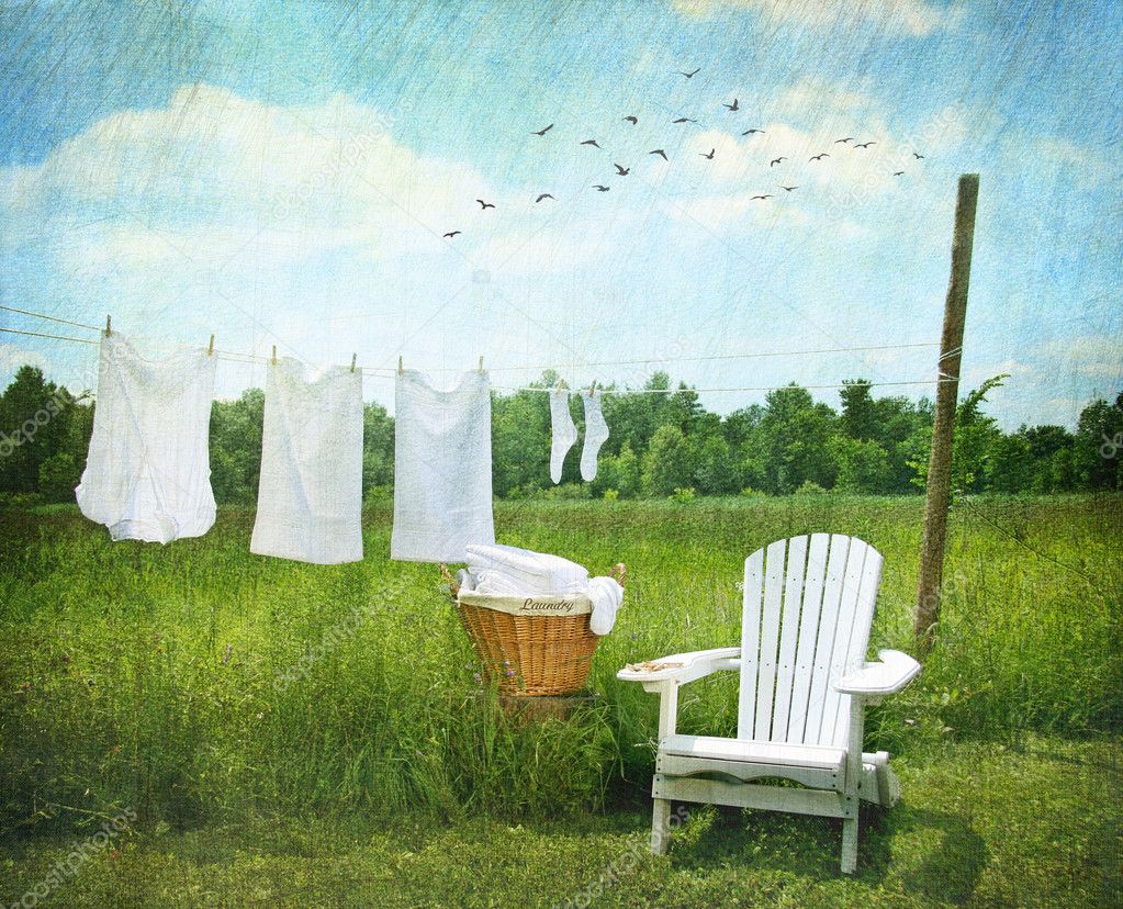 Laundry drying on clothesline