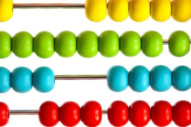 Closeup of bright abacus beads on white clipart