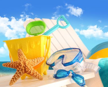 Closeup of children's beach toys clipart