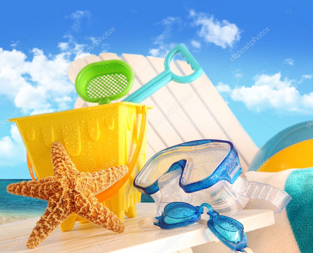 Closeup of children's beach toys