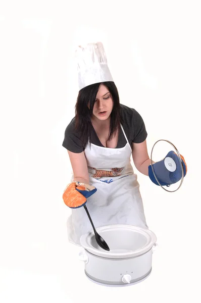 Dívka vaření. — Stock fotografie