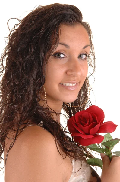 Portrét s růží. — Stock fotografie