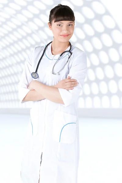 Młoda dziewczyna nowoczesny lekarz — Zdjęcie stockowe