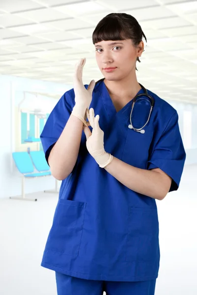 Modern hospital young girl doctor — Stock Photo, Image