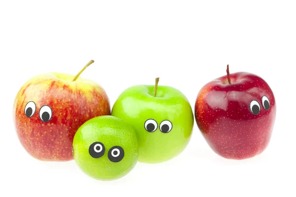 Żart jabłko z oczu na białym tle — Zdjęcie stockowe