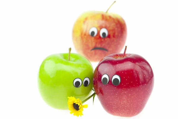 Żart jabłko z oczu na białym tle — Zdjęcie stockowe