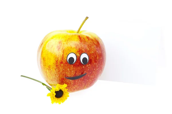 Fruta con una persona alegría aislada en blanco — Foto de Stock