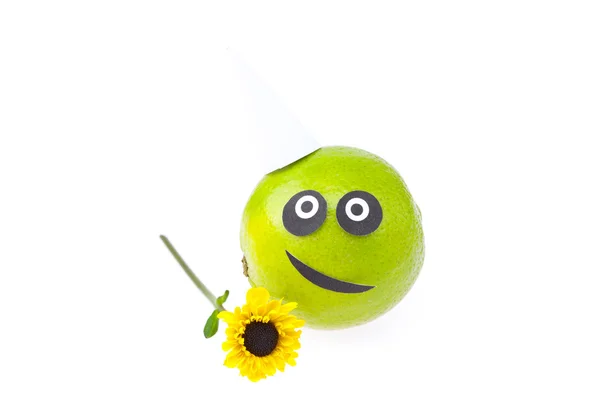 Fruit met een persoon vreugde geïsoleerd op wit — Stockfoto