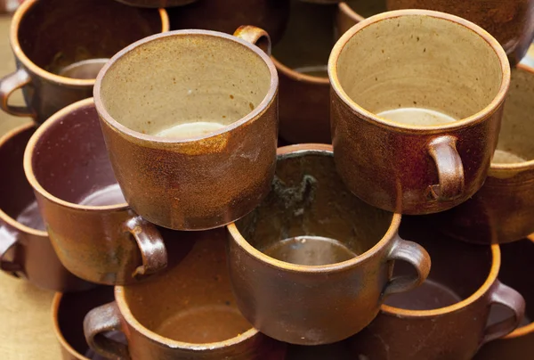 Background earthenware mugs — Stock Photo, Image