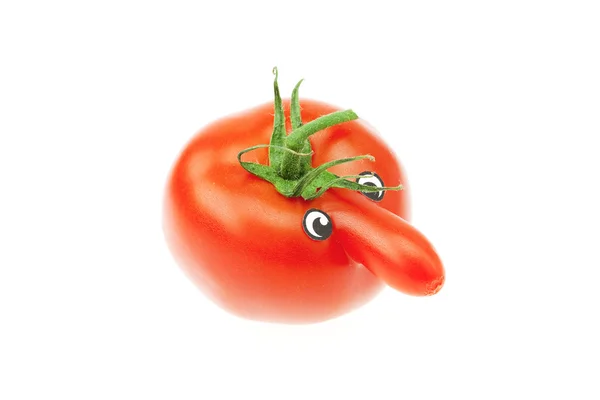Pomidor z nosem na białym tle — Zdjęcie stockowe
