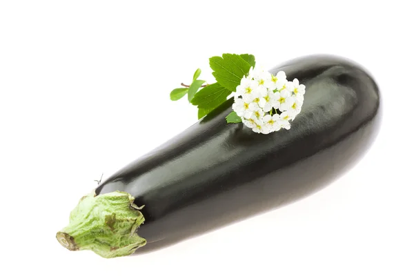 Aubergine und eine Blume isoliert auf weiß — Stockfoto