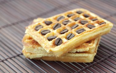 waffle ve bambu mat kahve çekirdekleri