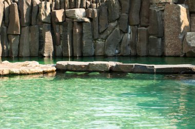 Pool with blue water and rocks clipart