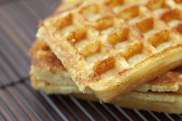 Wafers on a bamboo mat