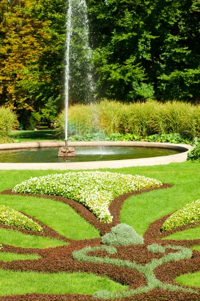 緑の芝生を背景に公園内の噴水 — ストック写真