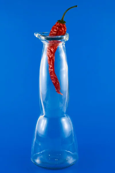 Chili pepper in a glass bottle — Stock Photo, Image