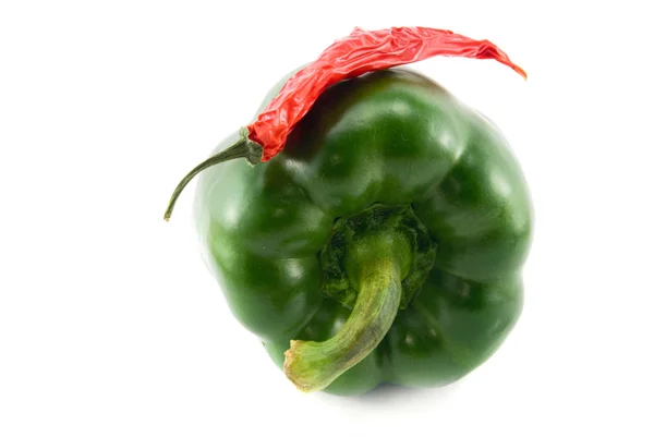 Pepper and chili pepper isolated on white — Stock Photo, Image