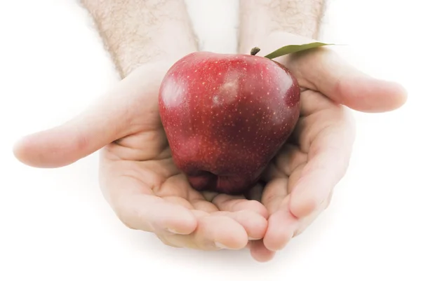 Manzana con hoja aislada sobre blanco — Foto de Stock