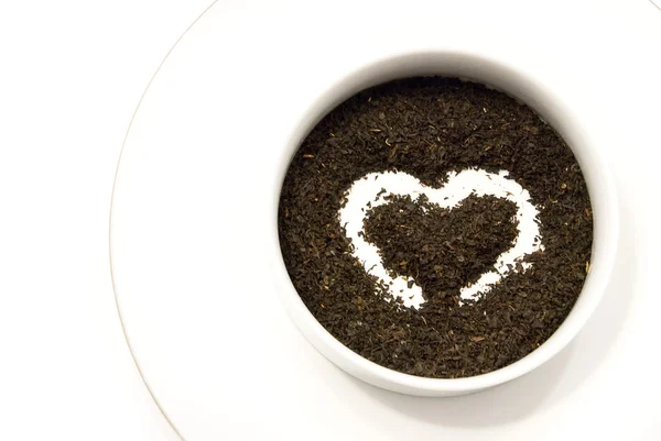 Coração de chá isolado em branco — Fotografia de Stock