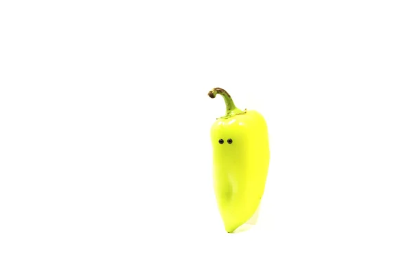 Pepper with eyes isolated on white — Stock Photo, Image