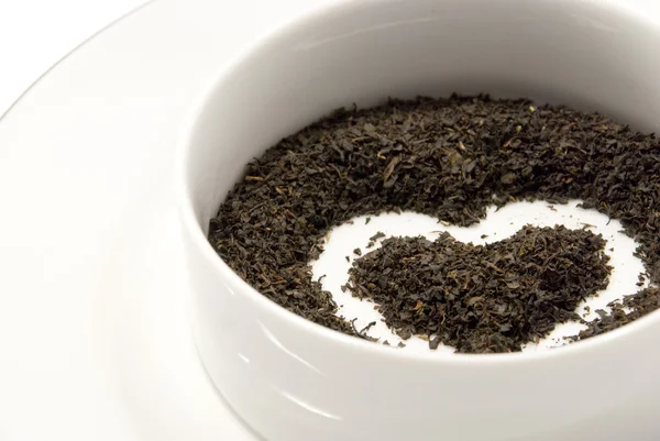 Coração de chá isolado em branco — Fotografia de Stock