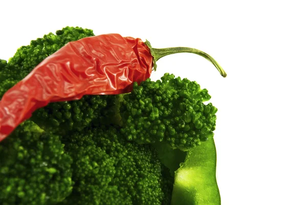 Grüner Pfeffer und Chili — Stockfoto