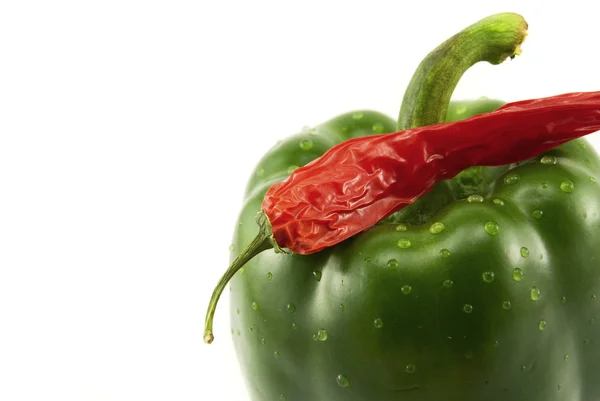 Grön paprika och chili — Stockfoto