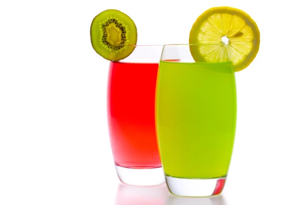 Colorful cocktails with fruit isolated on white — Stock Photo, Image