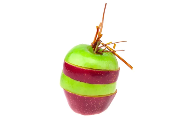 Tranches de pomme fendues et caramel isolé sur blanc — Photo