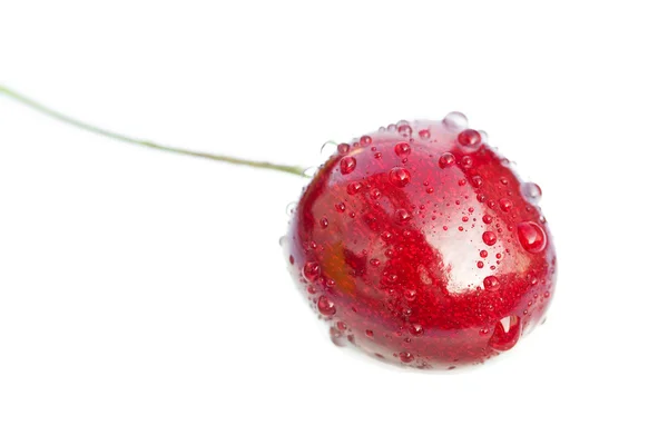 Cherry vízcseppek elszigetelt fehér — Stock Fotó