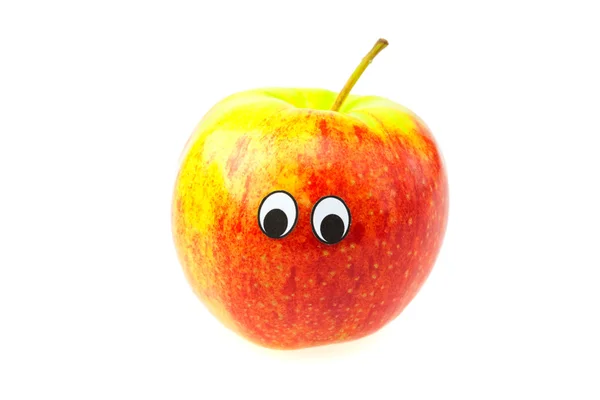 눈과 얼굴 흰색 절연 사과 — 스톡 사진