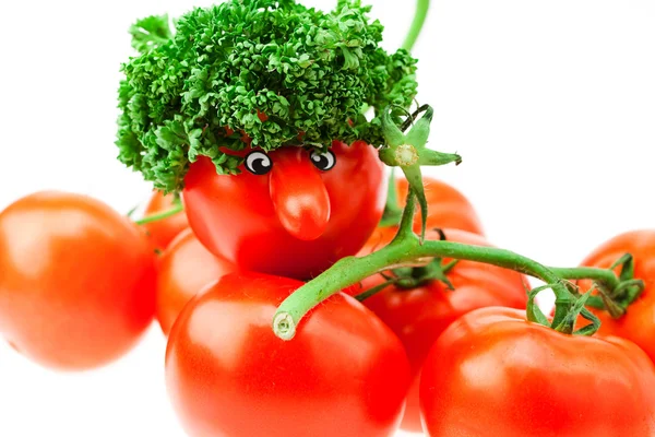 stock image Tomato with eyes and a bunch of tomato isolated on white