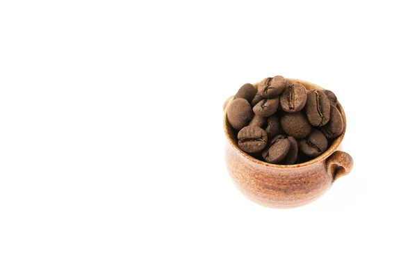 Een kleine pot van koffie bonen geïsoleerd op wit — Stockfoto