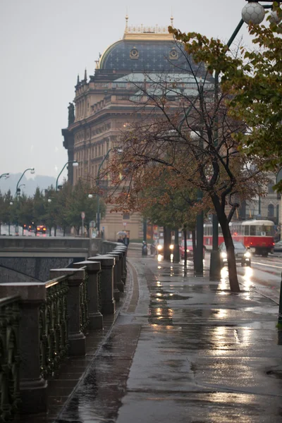 Widok Pragi w deszczu — Zdjęcie stockowe