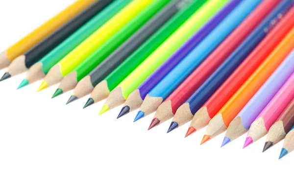 Barevné tužky izolované na bílém — Stock fotografie