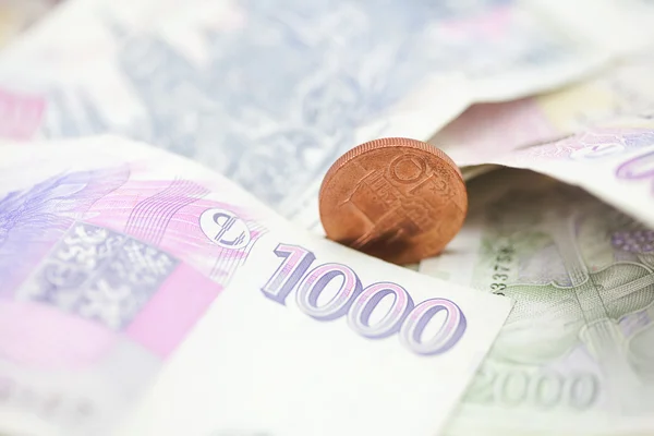 Stock image Stack of paper money and coins