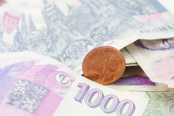 stock image Stack of paper money and coins