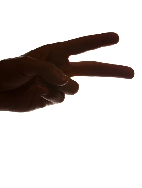 Mão humana mostrando o aplicativo é isolado em um branco — Fotografia de Stock