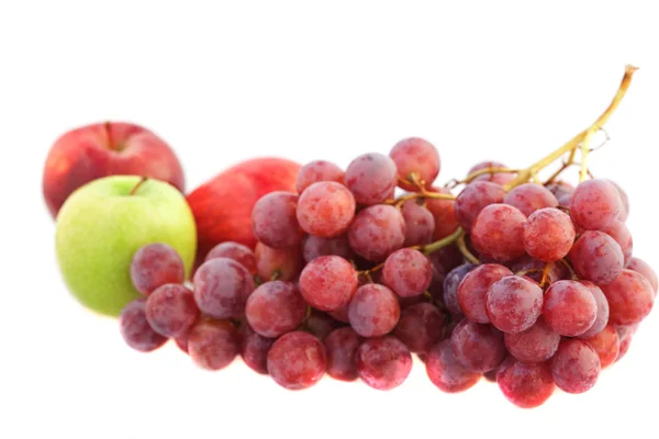 Apples and grapes isolated on white — Stock Photo, Image
