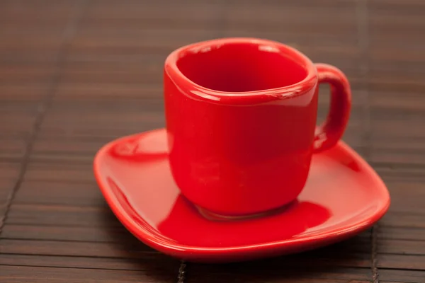 컵, 접시에 대나무 매트 — 스톡 사진
